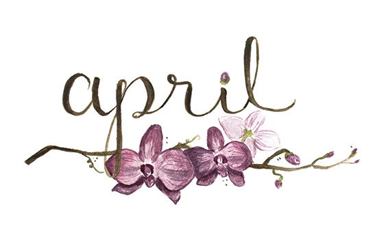 April | 2014 appointment calendar, watercolour, floral