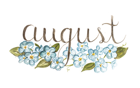 August | 2014 appointment calendar, watercolour, floral