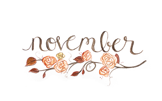 November | 2014 appointment calendar, watercolour, floral